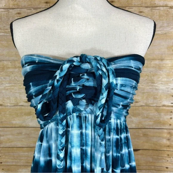 Catwalk Studios Blue Tie Dye Convertible Strapless Dress Boho Size S - Picture 2 of 11